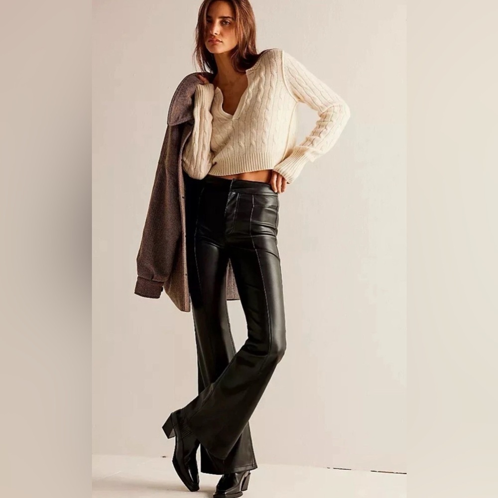 We The Free Uptown High Rise Faux Leather Pant in Black, Size 0